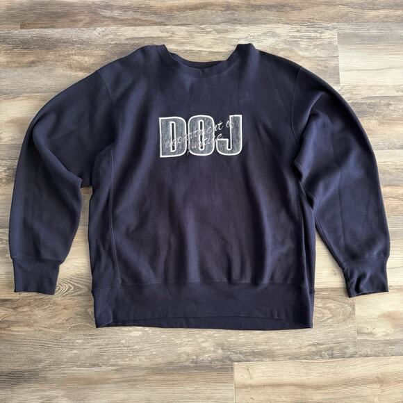 MV Sport DOJ Department of Justice Sweatshirt Navy Pro-Weave Embroidered XL - Picture 1 of 5
